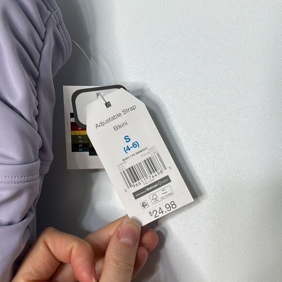 NWT Time and Tru Lavender Sweetheart Tie Back One-Piece Swimsuit Size Small - Picture 6 of 10